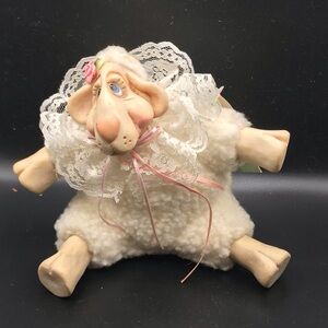 Vintage Russ Berrie Kathleen Kelly Lulu Lamb Resin Plush - 5" nwt